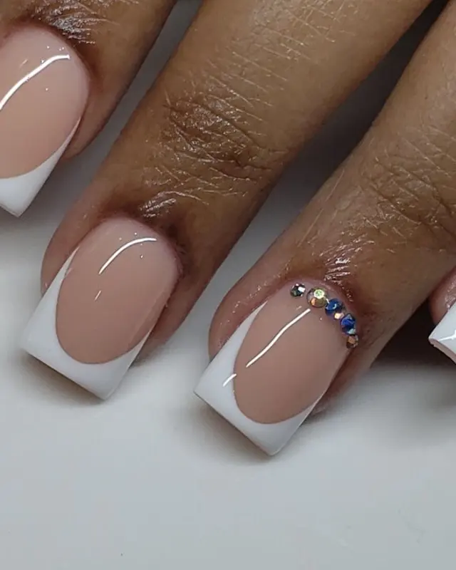 White French tips on square acrylic nails